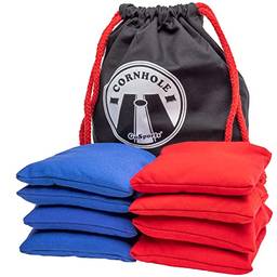 GoSports Conjunto de sacos de feijão oficial da Cornhole (8 sacos para todos os climas) - Vermelho/azul e americano