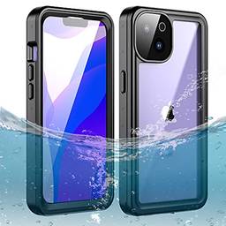 WARGUZU Capa para iPhone 13 6.1 à prova d'água, IP68, capa subaquática, qualidade de som com protetor de tela integrado, proteção resistente, à prova de choque, poeira para iPhone 13 5G 6,1 polegadas