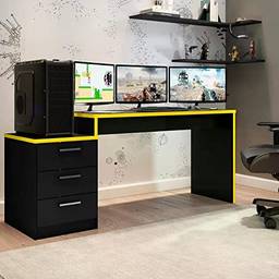 Mesa para Computador Desk Gamer DRX 6000 Siena Móveis Preto/Amarelo