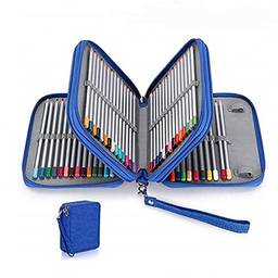 Capacidade elevada estojo Organizador de lápis de 72 cores papelaria estudantil estojo de lápis cosmético à prova d'água (azul)