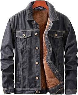 SevenDwarf Jaquetas masculinas de camurça jeans de veludo cotelê vintage de lã com forro sherpa lapela e botões grossos casacos de inverno