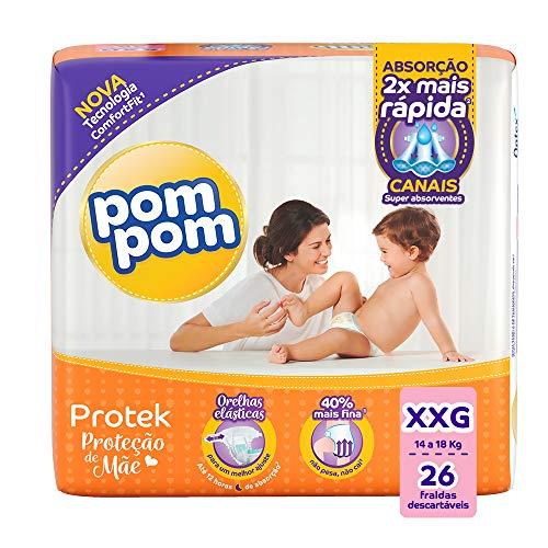 Fralda PomPom Protek Proteção de Mãe, XXG, Mega, pacote de 26 - Embalagem Pode Variar