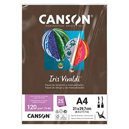 CANSON Iris Vivaldi, Papel Colorido A4 em Pacote de 25 Folhas Soltas, Gramatura 120 g/m², Cor Chocolate (34)
