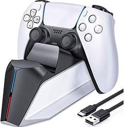 Carregador do controlador PS5, estação de carregamento PS5 para controlador dualsense Playstation 5, atualização TwiHill estação de carregamento do controlador PS5 para estação de carregamento do controlador PS5 com indicador