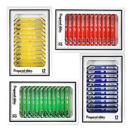Romacci 48 unidades/conjunto Lâminas de microscópio preparadas em plástico Animais Insetos Plantas Amostras de slides Conjunto com rótulos de cores para alunos crianças