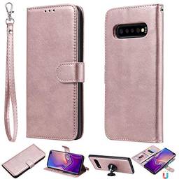 Capa carteira XYX para Galaxy S10 Plus, 2 em 1 de couro PU com capa fina removível para celular Samsung Galaxy S10 Plus 6,4 polegadas (ouro rosa)