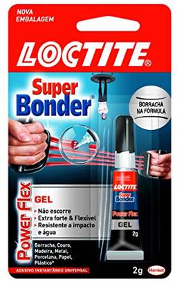 Cola Adesivo Instantâneo, Henkel, Loctite, Super Bonder, Power Flex Gel, 2 Gramas