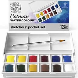 Winsor & Newton Aquarela Cotman, Sketchers' Pocket Box, 12 Cores, 14 Peças