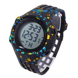 VILLCASE Relógio Digital Infantil Tela Led à Prova D'água Relógio Esportivo Ao Ar Livre Relógios de Pulso para Menino Meninas Crianças Amarelo