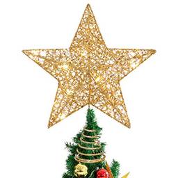STOBOK Árvore de Natal Topper Estrelas LED Iluminado Estrela Topo Da Árvore Da Estrela Faisca Glittering Pendurado Topper Árvore de Natal para a Árvore de Natal Decoração (25X30cm