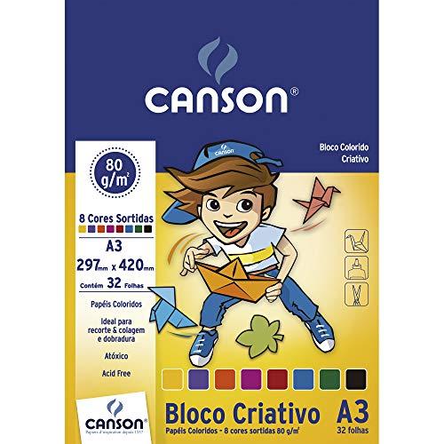 Bloco Colorido Criativo A3 80g/m², Canson, 66667089, 8 Cores, 32 Folhas