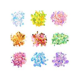 EXCEART Saco Lantejoulas Unhas Unhas Coloridas Art Glitter Confetti 9 Holográfica Brilhante Prego Flocos Náutico Estilo Misto de Paetês E Lantejoulas para Resina Epóxi Artesanato Fazer