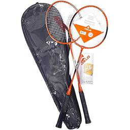 Vollo Sports Kit Badminton 2 Raquetes e 3 Petecas de Nylon, Preto e Laranja