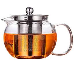 Bule de vidro com infusor, bule de chá, fogão seguro, florescimento e conjunto de chá de folhas soltas (600 ml)