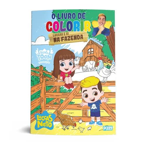 O livro de colorir Luccas e Gi na fazenda
