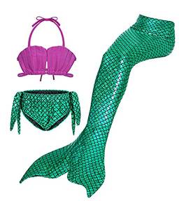 Cotrio Conjunto de maiô para meninas 3 peças de maiô sereia para princesa biquíni de natação 5-6 anos verde