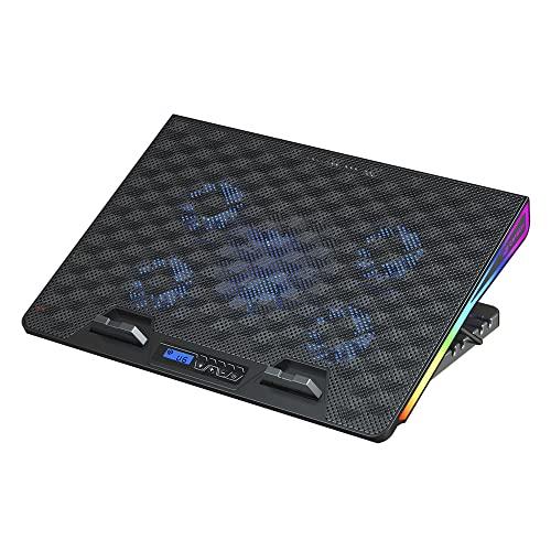 C3TECH Base para Notebook Gamer NBC-510BK ate 17,3" Preto com 6 opções de inclinações Iluminação RGB e display digital para controle