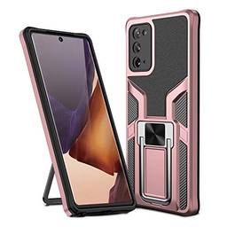 SHUNDA Capa para Samsung Galaxy Note 20, suporte magnético para carro, capa de proteção à prova de choque para Samsung Galaxy Note 20 6.7" - Rosa ouro