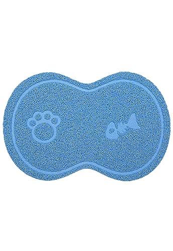 JAMBO PET Tapete de Comedouro Pequeno Azul Formato 8 Para Gatos, Fácil de Lavar, Ideal Para as Refeições e Manter o Cantinho do Pet Organizado