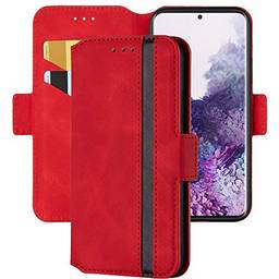 Capa carteira XYX para Samsung Galaxy Note 10 Plus/Note 10 Plus 5G, capa carteira de couro PU com costura fosca retrô com design flip com suporte e compartimento para cartão de crédito para identidade, fecho magnético, vermelho