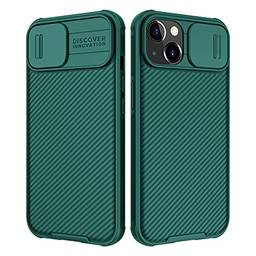 Nillkin Capa compatível com iPhone 13 com capa de câmera deslizante, capa CamShield Pro com proteção de lente de câmera, moldura de TPU e parte traseira de policarbonato - verde