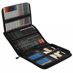 ACAGALA 95 peças de lápis de desenho profissional e conjunto de esboço Inclui óleo colorido a lápis esboço Carvão grafite Apontador de lápis Apagador Saco de armazenamento Material de arte presente