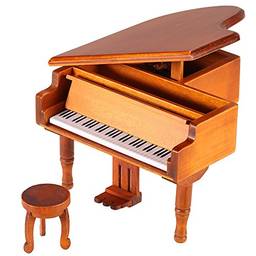 Tomshin Caixa musical de piano de madeira Windup caixa musical melodia clássica presente melodia aleatória para crianças meninas