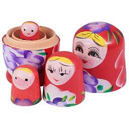 Nuobesty Bonecas russas de encaixar bonecas Matrioska de madeira, conjuntos de brinquedos de ninhos de aniversário