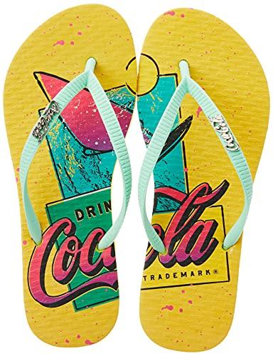 Sandálias Coca-Cola, Waves Of Summer, Amarelo/Menta, Feminino, 36