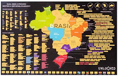 Mapa do Brasil de Raspar 94x60 cm | Unlocked | Sem moldura | Scratch off Brazil Map | Mapa Raspadinha