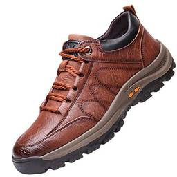 Sapatos De Caminhada Ao Ar Livre De Couro Pu Teins De Caminhada Antiderrapantes Leves (Marrom,43)