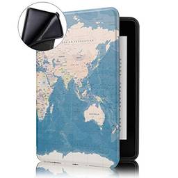 Capa Novo Kindle 10ª Geração WB® - Ultra Leve Silicone Flexível Sensor Magnético Mapa Mundi