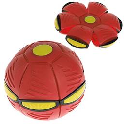 angwang Bola de brinquedo, bola de disco plana de OVNI voador com luz de LED para crianças, jardim ao ar livre, jogo de praia, vermelho