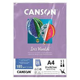 CANSON Iris Vivaldi, Papel Colorido A4 em Pacote de 25 Folhas Soltas, Gramatura 185 g/m², Cor Lilas (17)