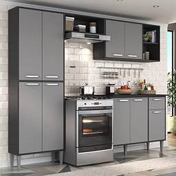 Cozinha Compacta com Armário e Balcão Xangai Multimóveis Vm2840 Preta/grafite