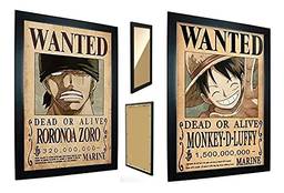 Kit 2 Quadros One Piece - Cartaz Procurado Luffy E Zoro