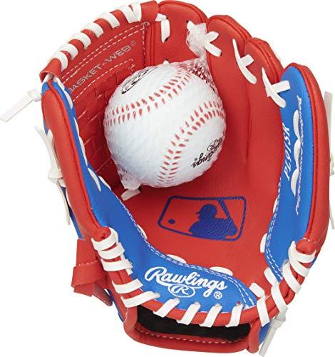 Luvas de Tball/Beisebol Rawlings, Lançamento Direito, Vermelho/Azul