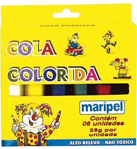 Cola Colorida Estojo com 6 Cores, Maripel 4006, Multicor