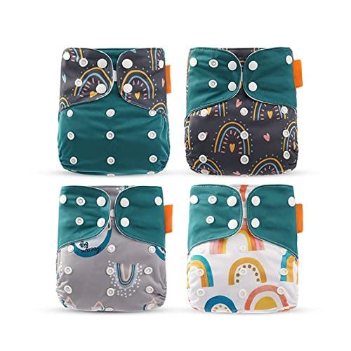Moniss 4 peças fraldas de pano para bebês laváveis reutilizáveis fraldas de bolso de pano com forte absorção para bebês meninas meninos