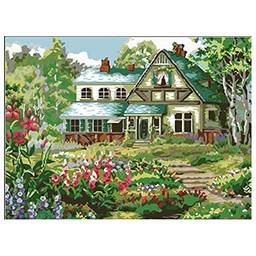 Eastdall Diy Pintura A Óleo,16 x 20 polegadas DIY pintura a óleo em tela de pintura por número Kit padrão de casa bonita
