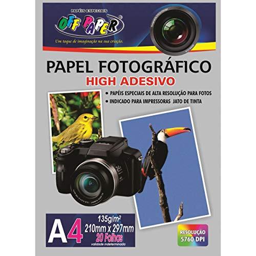 Papel Fotográfico A4 High Adesivo, Off Paper, 10063, Branco, 20 Folhas