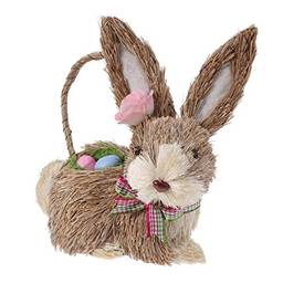 VICASKY Cesta de coelhinho da páscoa, tecido de palha, decoração de ovos de coelho, coelho, decoração de cabine de fotos, ornamentos de mesa de Páscoa