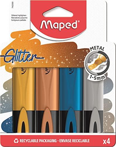 Marca Texto Glitter Metal, Maped, 742000, 4 cores