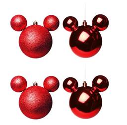 Enfeite Bolas Disney Vermelha 8cm - Cromus: 1718643 Único