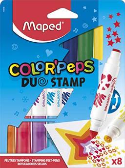 Caneta Hidrografica Color Peps Duo Stamp Carimbo Caixa X 8 Cores
