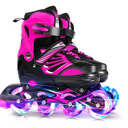 Patins em linha, Moniss Patins em linha iluminados ajustáveis com rodas de luz para crianças e jovens meninos meninos patins em linha