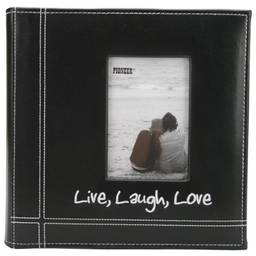 Pioneer Álbuns de fotos bordados Live, Laugh, Love costurado em couro sintético para impressões de 10 x 15 cm