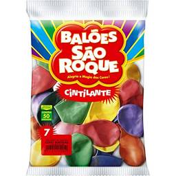São Roque 106112050 - Balao Cintilante N.070 Cores Sortidas - Pacote com 50, Multicor