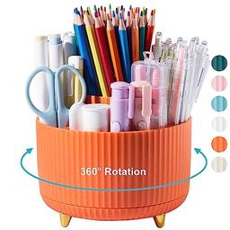 Porta-lápis de mesa, 5 slots, organizadores de mesa giratórios de 360 graus, organizadores de canetas para mesa, armazenamento de mesa, artigos de papelaria, porta-lápis, pote para escritório