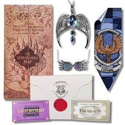 Kit Corvinal: Mapa do Maroto + Carta Aceitação Hogwarts + Colar Luna Lovegood & Diadema Rowena Ravenclaw + Poster - Harry Potter